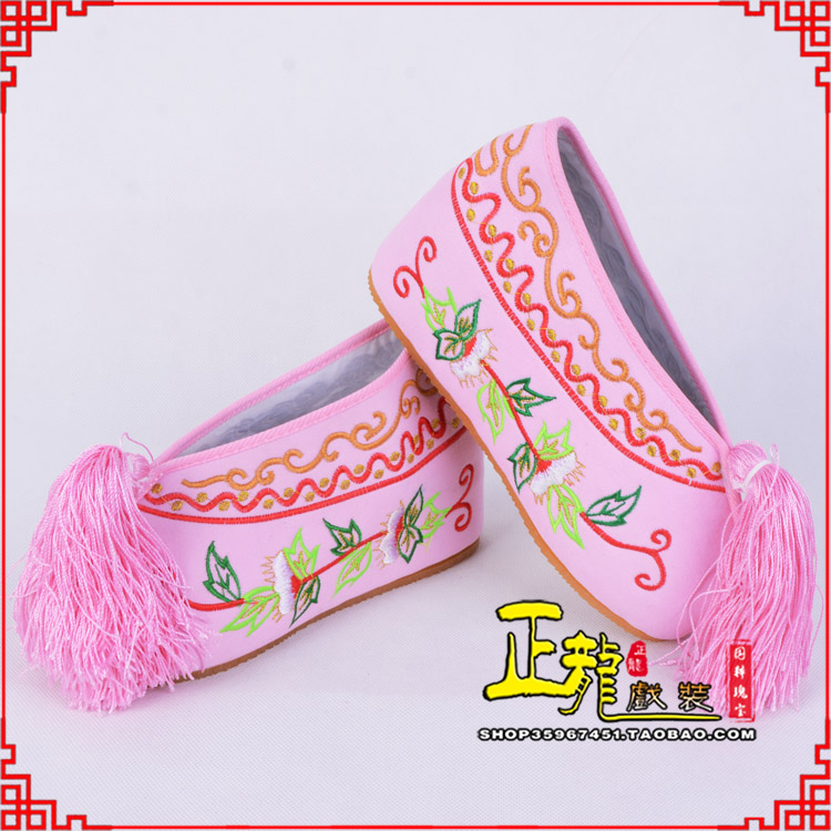 信阳花旦鞋女绣花彩鞋 舒适款草花内高彩鞋