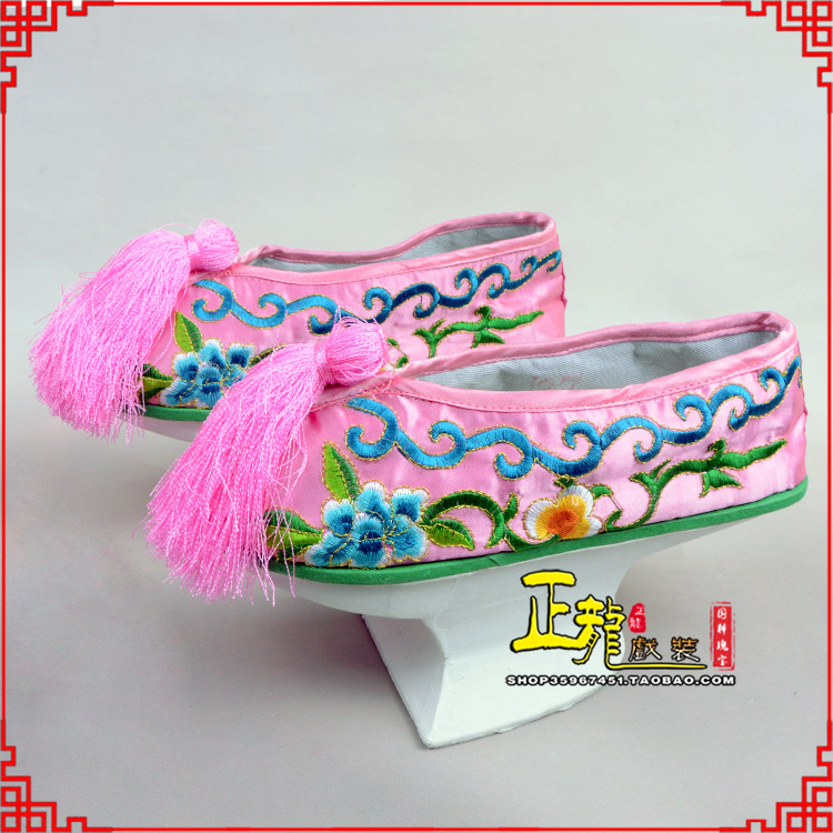 信阳京越剧戏鞋花盆底清朝皇后贵妃宫女花盆底 旗鞋