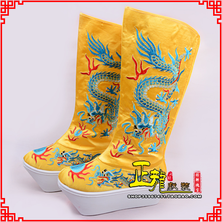 信阳皇帝龙靴变脸靴绣龙靴子厚底官靴 好龙高靴